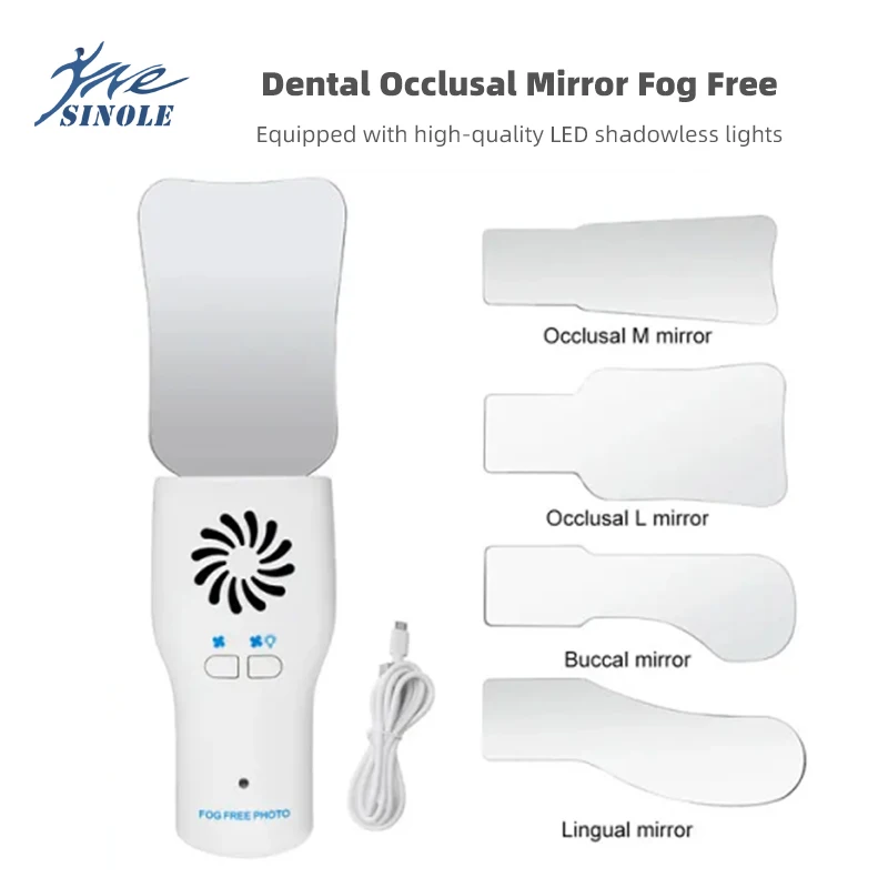 

Dental Anti-Fog Mirror Set Defogging Mirror With LED Light Orthodontic Reflectors Fog Free Intraoral Photography Stainless Steel