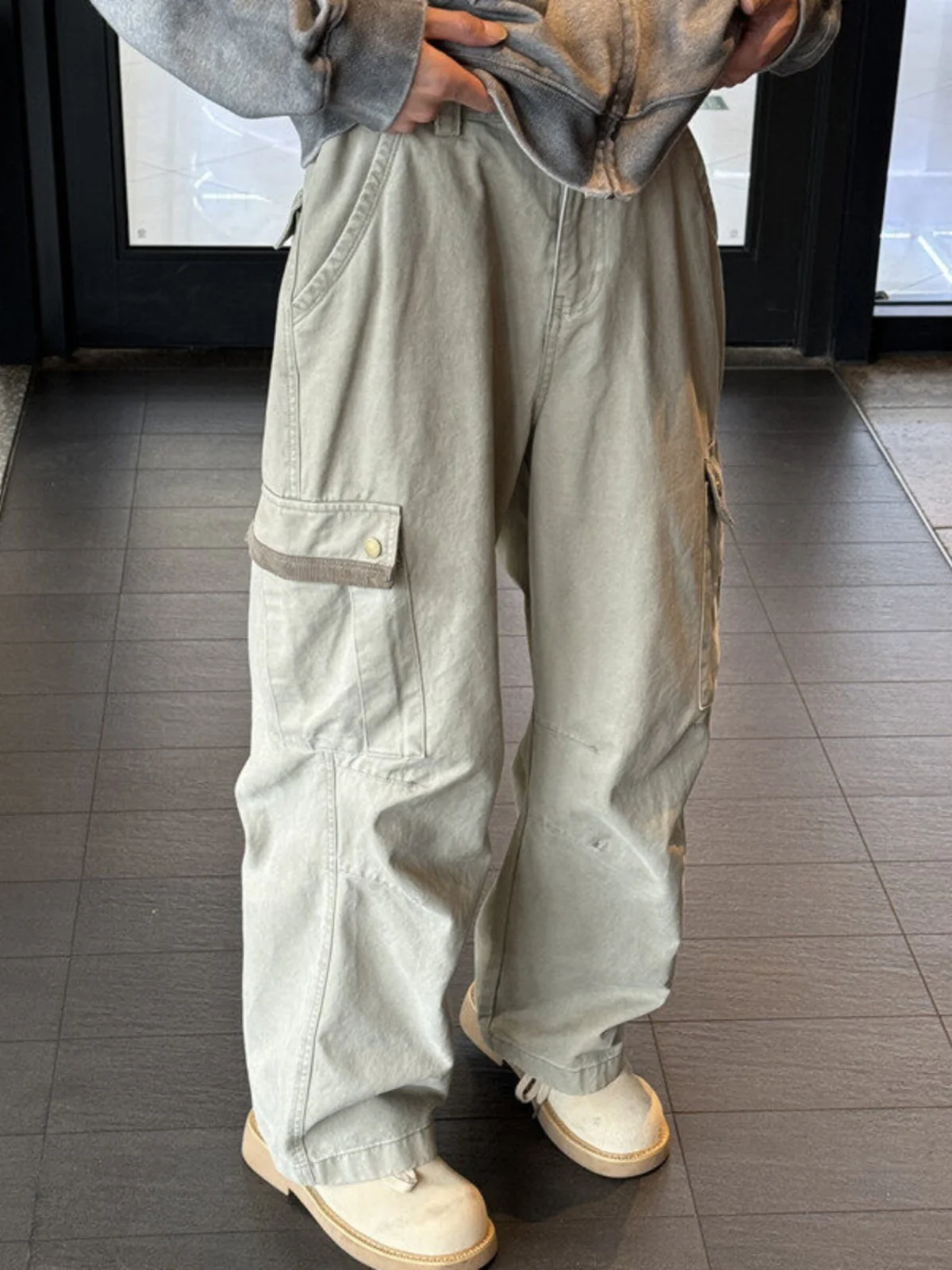 

Мужские рабочие брюки цвета хаки с множеством карманов, весенне-осенние, в американском ретро-стиле, свободного кроя, прямые, повседневные, CleanFit