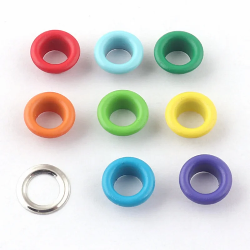 100 Red/Blue/Green/Yellow/Orange/Dark blue/Dark green/Purple 6mm Eyelets with Grommets For Clothes Leather Canvas Bag Shoes