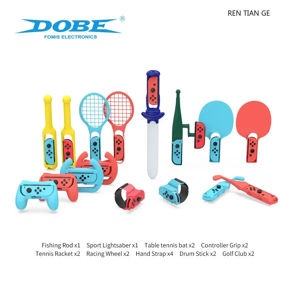 18 in 1 For Nintendo Switch Sports Control Joy-con Wristband Tennis Racket Fitness Leg Strap Sword Game Switch OLED Accessories