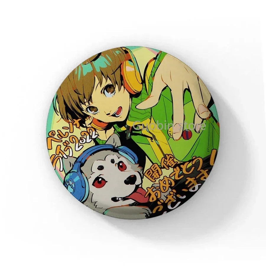 Persona 3 Game Brooches P3/5 Shin Takeba Megami Yuuki Tensei Makoto Yukari Cosplay Badge Round Tinplate Brooch Pins for Backpack