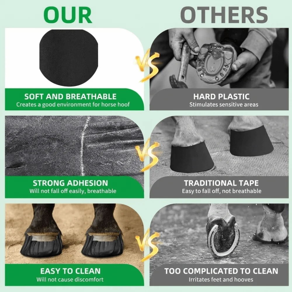 Non-Slip Horse Hoof Care Patches Self Adhesive Wear Resistant Hoof Protector Snug Fit Horse Hoof Saver Competition