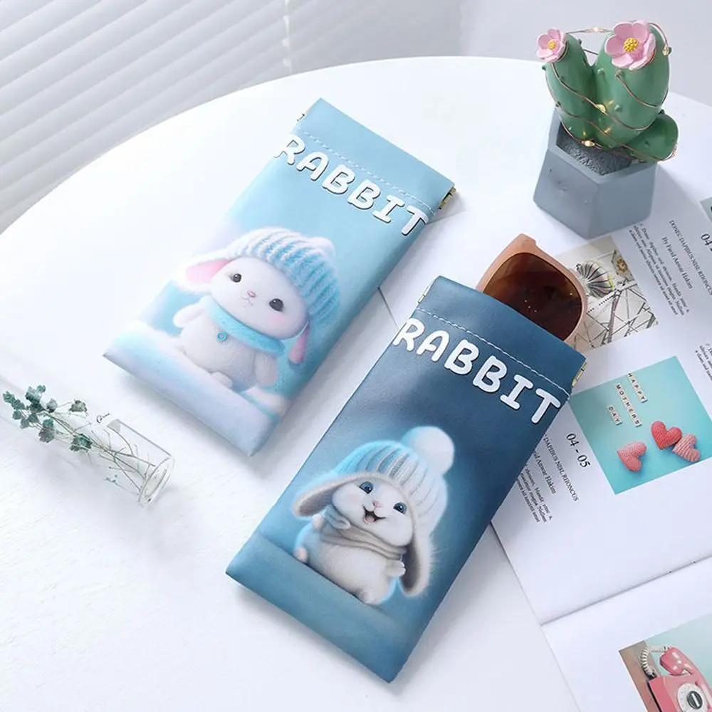 

Rabbit Self-closing Glasses Bag PU Leather Letter Rabbit Lipstick Bag Coin Purse Cartoon Animal Cartoon Mini Coin Purse