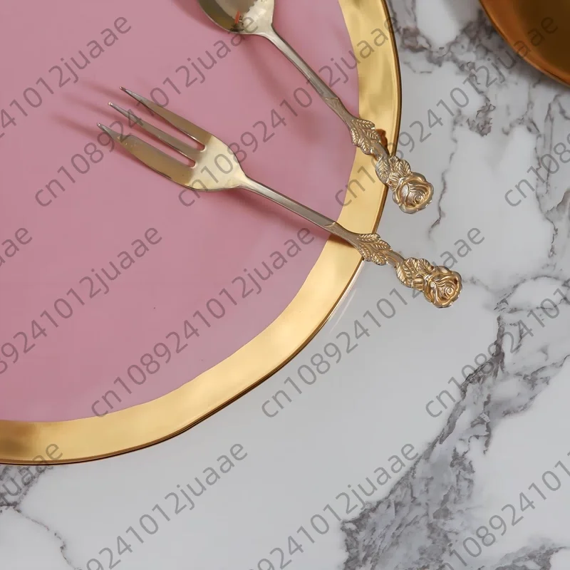 European Style Glazed Ceramic Gold-Plated Western Food Plate, Hotel Clubhouse, Home Inn, Homestay, Fruit Plate