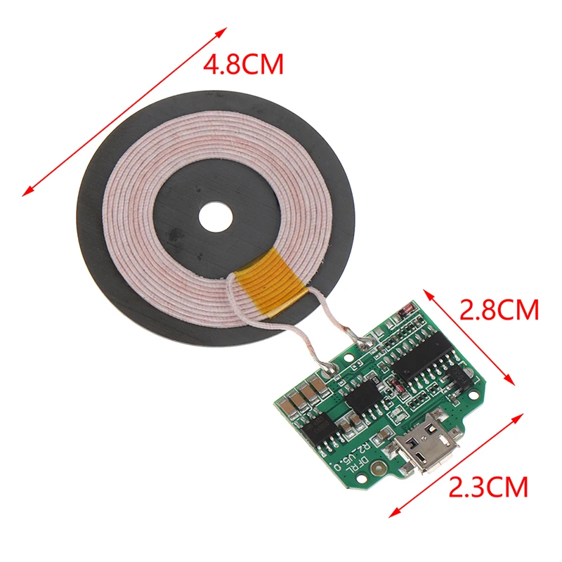 Modul pengisi daya nirkabel cepat Qi 10W, pemancar USB mikro PCBA koil papan sirkuit DIY