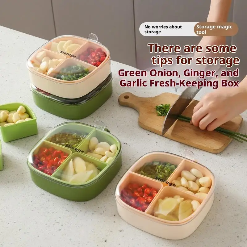 

1Pc Onion Garlic Ginger Preservation Box Kitchen Refrigerator Freezing Separator No Odor Sealed Drainage Storage Container