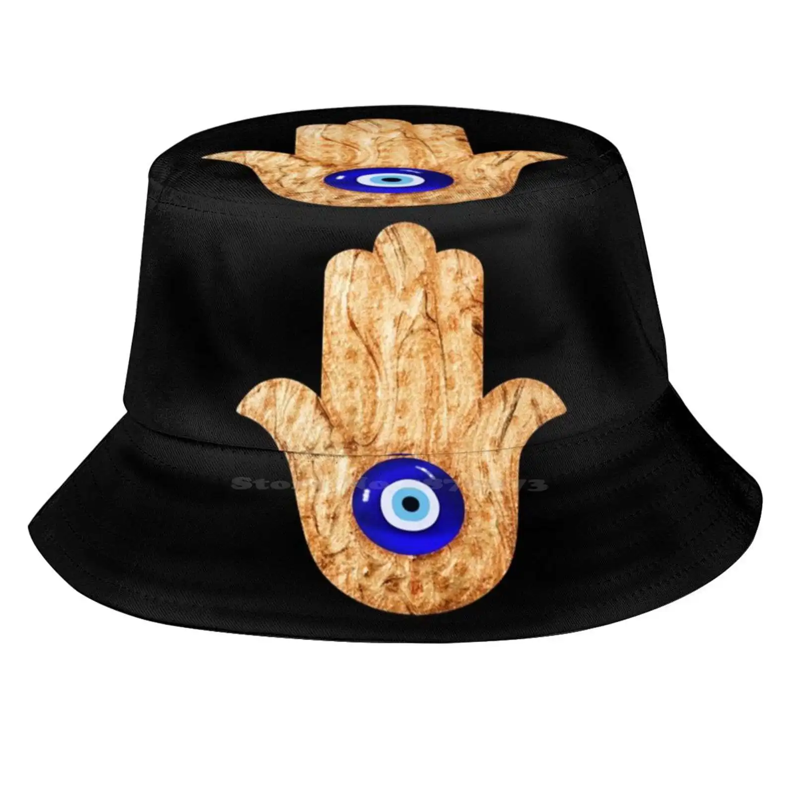 Gold Hamsa Hand With Evil Eye Sun Cap Fisherman Hat Bucket Hats Blue Eye Evil Eye Wicca Hipster Indie Boho Bohemian Open Eye