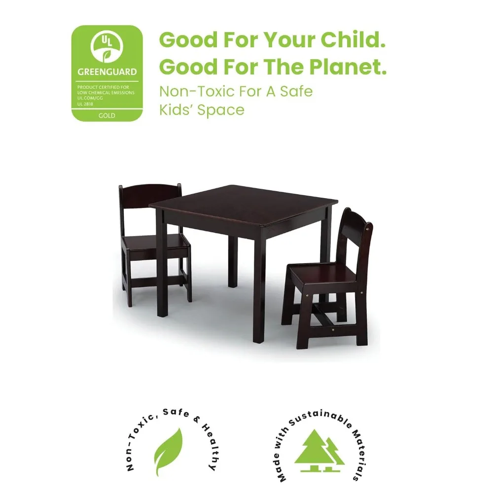 Conjunto de mesa e cadeira de madeira infantil Delta infantil, ideal para artesanato, hora do lanche, lição de casa, tamanho meu2 cadeiras incluídas