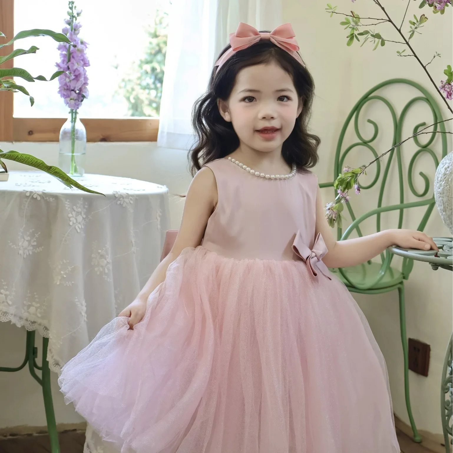 

Girls Pink Dress Flower Girl Dress Princess 2025 Summer Girls Year Old Dress Puff Fashion Casual Baby