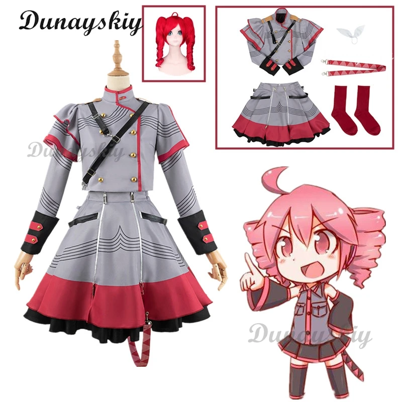 Costume de Cosplay de Kasane Teto pour Femme, Vtuber d'Anime, Synthétiseur, Perruques V Teto, Uniforme, Vêtements de ixd'Halloween