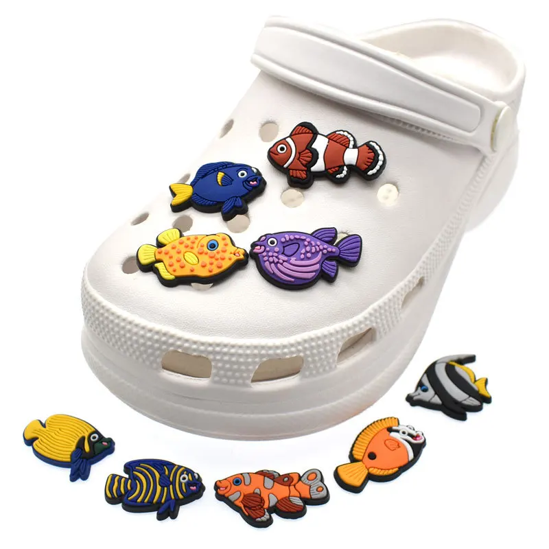 Ocean Gold Fish Shoe Charms for Crocs Decoration Jeans Women Clogs Buckle Kids Favors Pins Men Badges Boy Girl Shoes Accessories