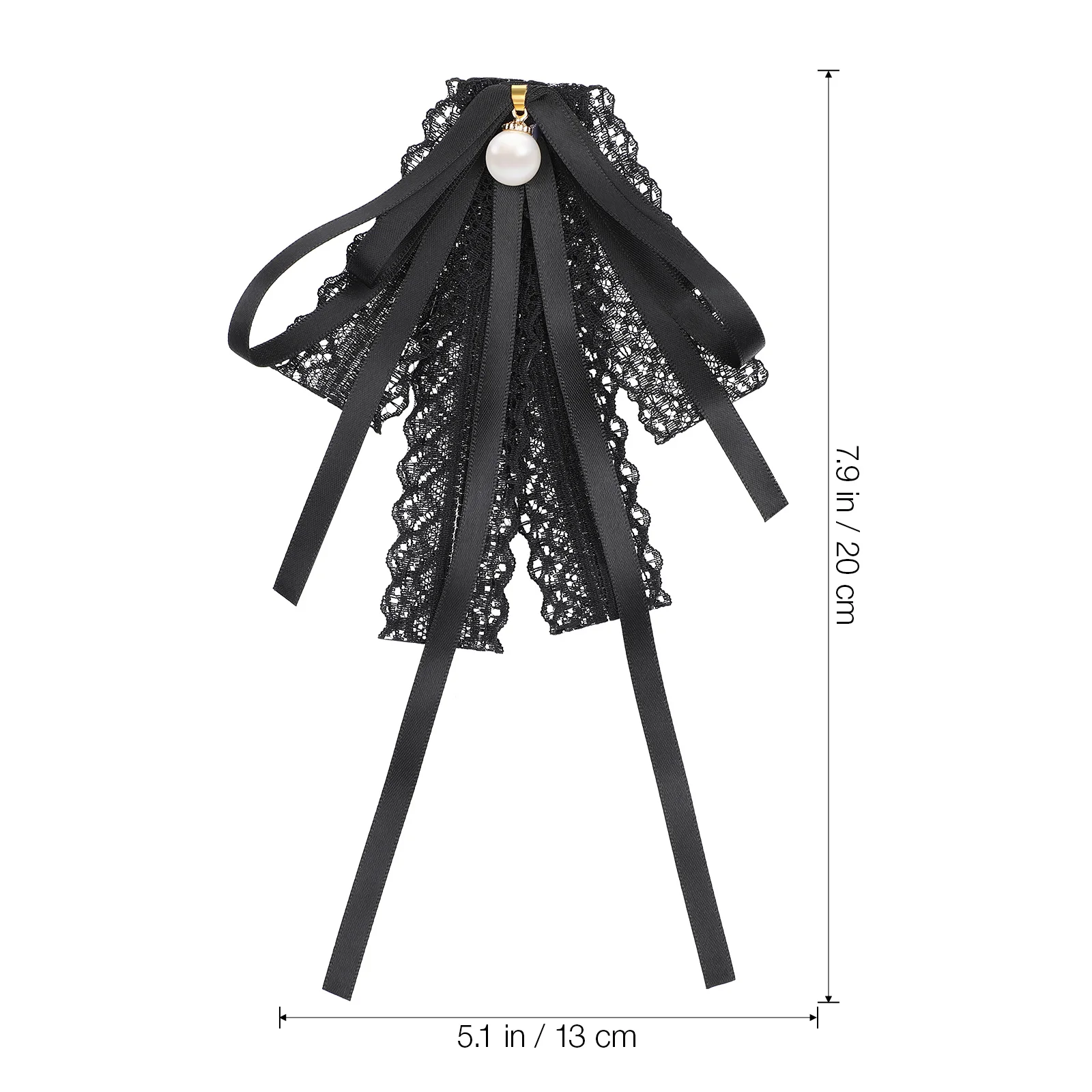 ربطة عنق بشريط من الدانتيل مربوطة مسبقًا مع مشبك بروش أنيق من اللؤلؤ الصناعي لحفلات الزفاف وحفلات التخرج وياقة القميص