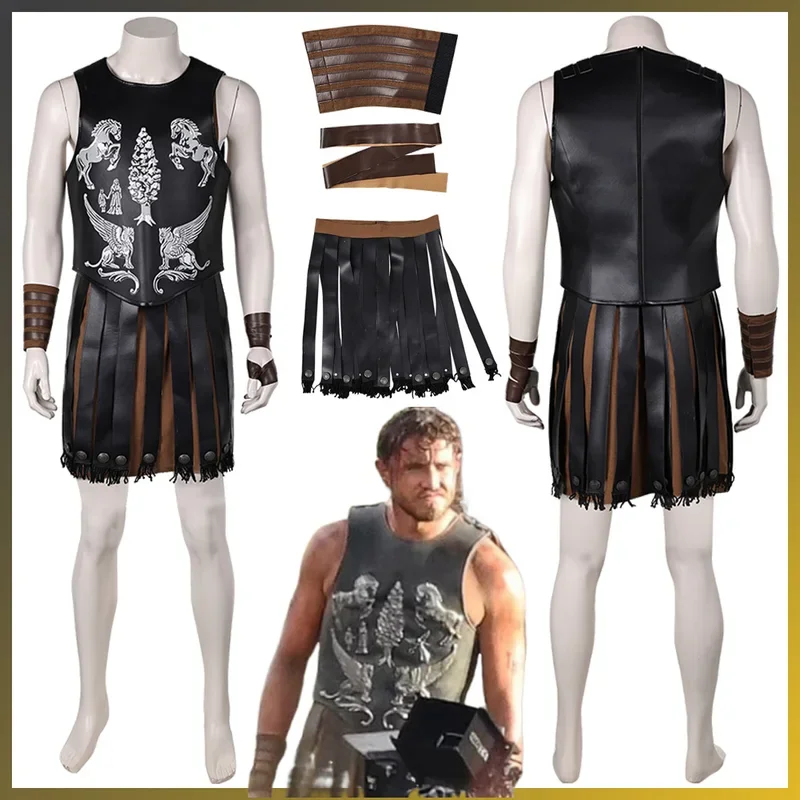 FC62024 Movie Gladiator Costume Disguise Lucius Cosplay Fantasy Black Breastplate Battle Clothing Adult Men Roleplay Outfit@FC8！