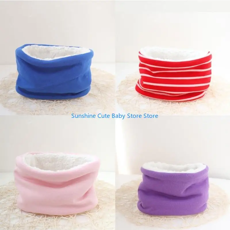 C5AF Autumn Winter Baby Scarf Solid Color Plush Scarves Neckerchief Children Thick Warm Neck Collar for Boys Girls