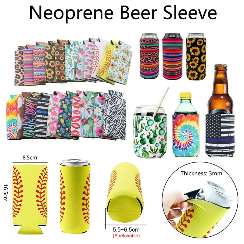 1/2/5PCS Funda portátil de neopreno para cerveza, aislante del frío y del calor, para latas de Coca-Cola, RTS Slim, cubre latas de 330ML y cerveza de 12OZ