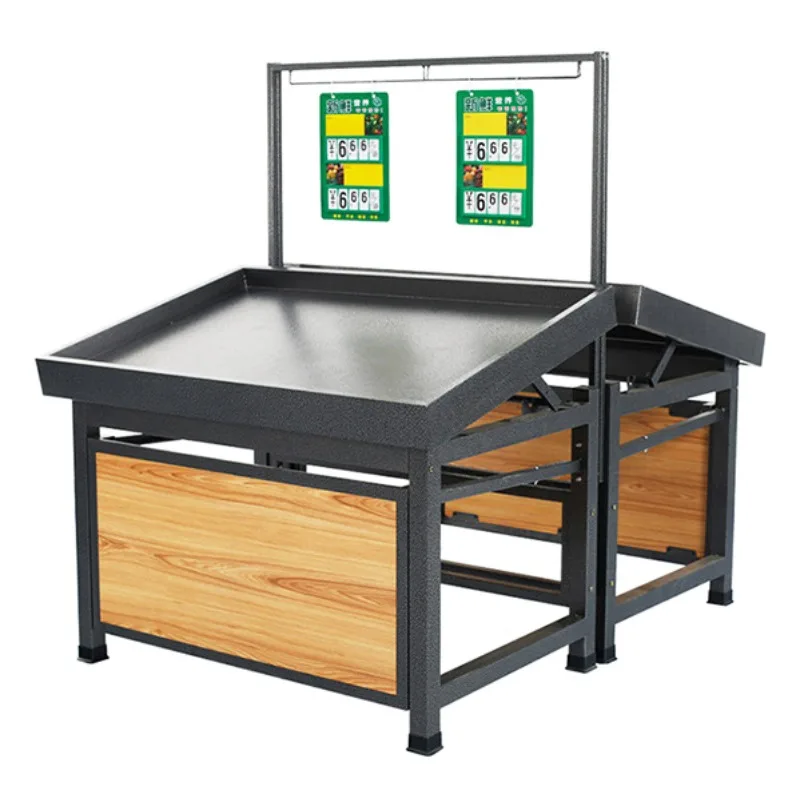 Metal/wood supermarket fruit and vegetable display racks