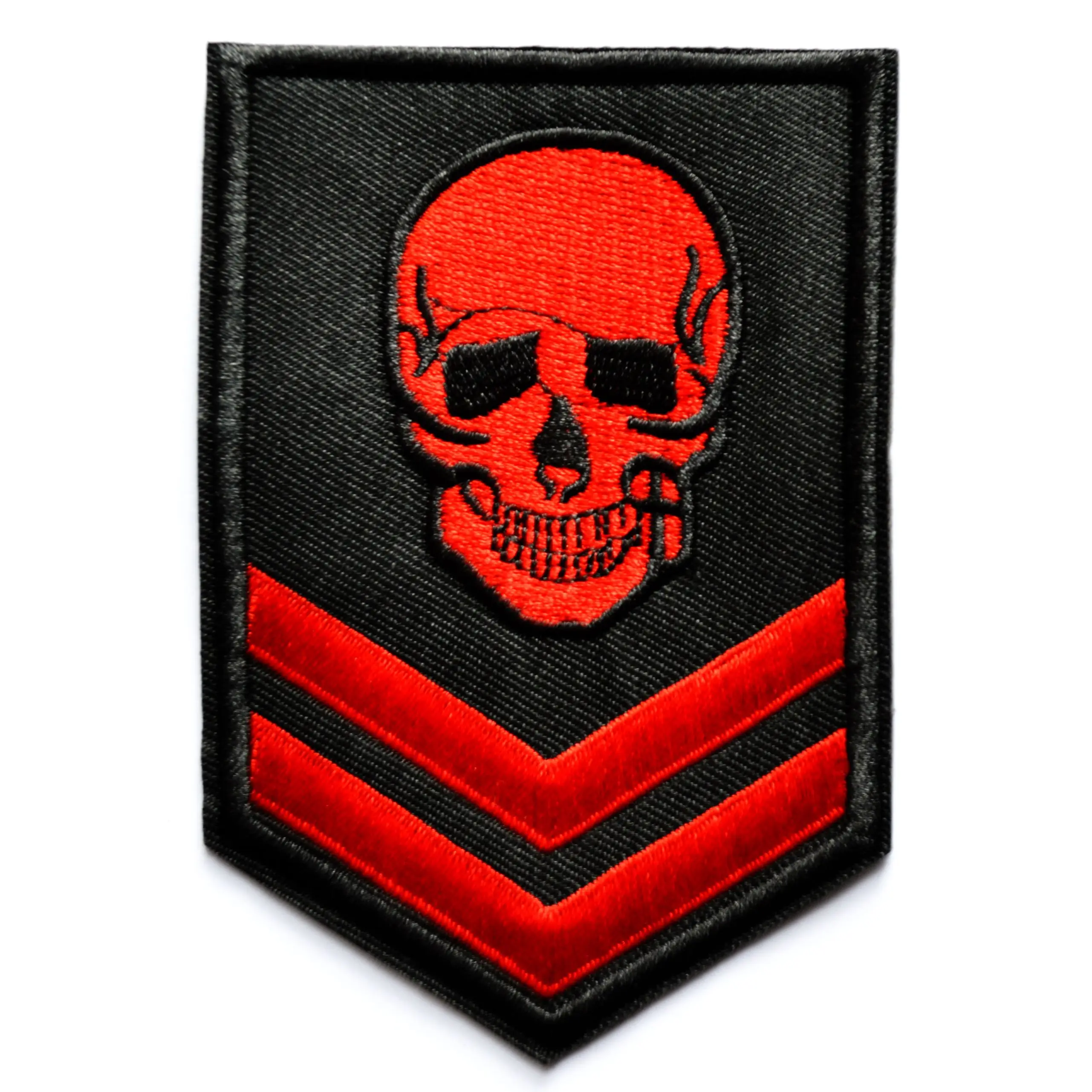 RED SKULL PATCH embroidered iron-on  ≈7*10.3cm MILITARY SKELETON MORALE DEATH EMBLEM DEVIL