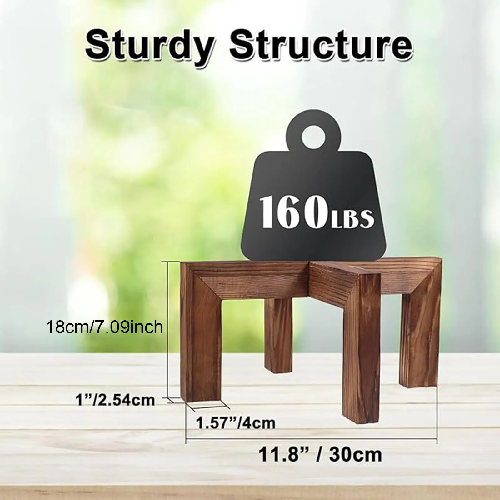 Planter Stand Four Legged Wood Flower Holder Multipurpose Storage Rack for Indoor Outdoor Garden