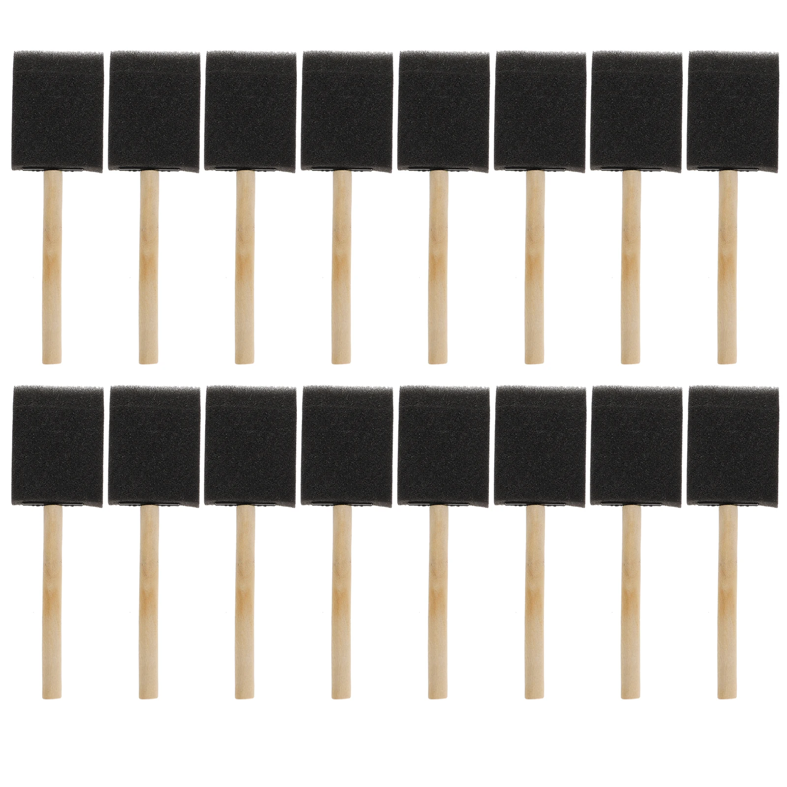 16pcs Black Sponge Paint Brushes 2 Inch Kids Supplies Children Drawing Tools Wooden Handle Painting Crafts