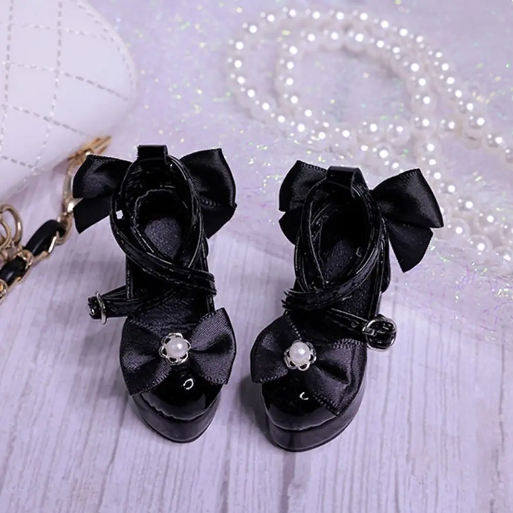

1 Pair 1/3&1/4 BJD Bowknot High Heels Pearl PU Doll's Shoes Cortical Luster Luxurious Dress Up Doll Shoes Girl Toys