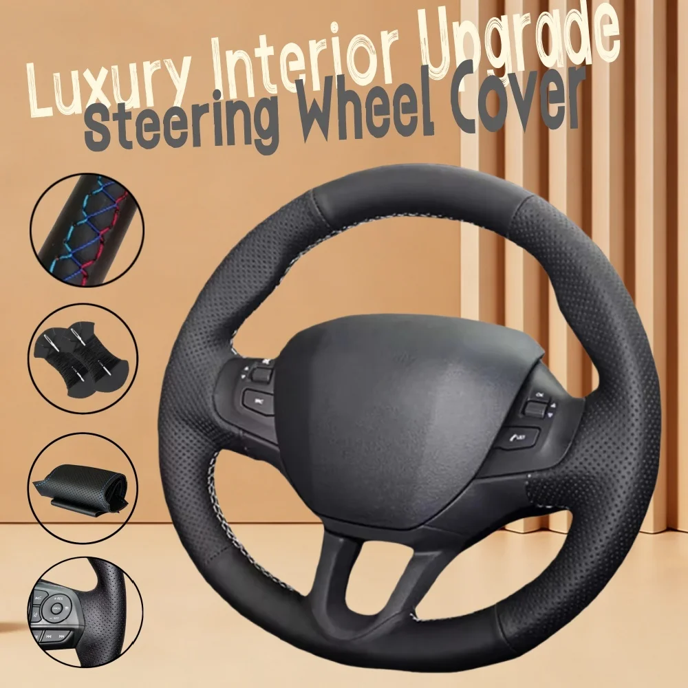 Customiz Non-Slip Soft Microfiber Leather Car Steering Wheel Cover 2008 Auto Accessories Steering Wrap Cover For Peugeot 208