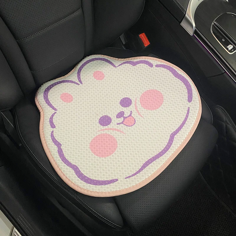 Pink and White Cartoon Bear Car Seat Cushion Ice Silk Car Comfortable Breathable Car Cushion Four Seasons General Models