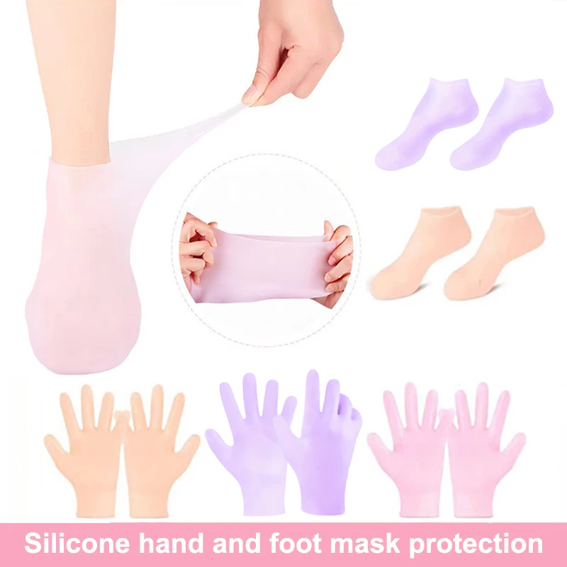 

Силиконовая маска для ног SPA против трещин предотвращает сухость, набор масок для ног и рук, носки для педикюра и увлажняющие перчатки для ног/уход за руками