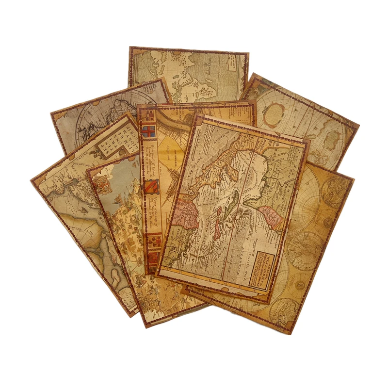 مجلة غير المرغوب فيها خمر اليدوية الديكور الأوروبي القرون الوسطى الملاحة خريطة مادة الكولاج ورقة خلفية الانتحال الحرفية