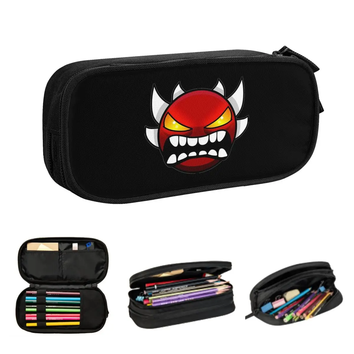 Video Game Geometry Dash Pencil Cases for Student Gifts Pen Box Pencil Bag Large Storage Pencil Pouch