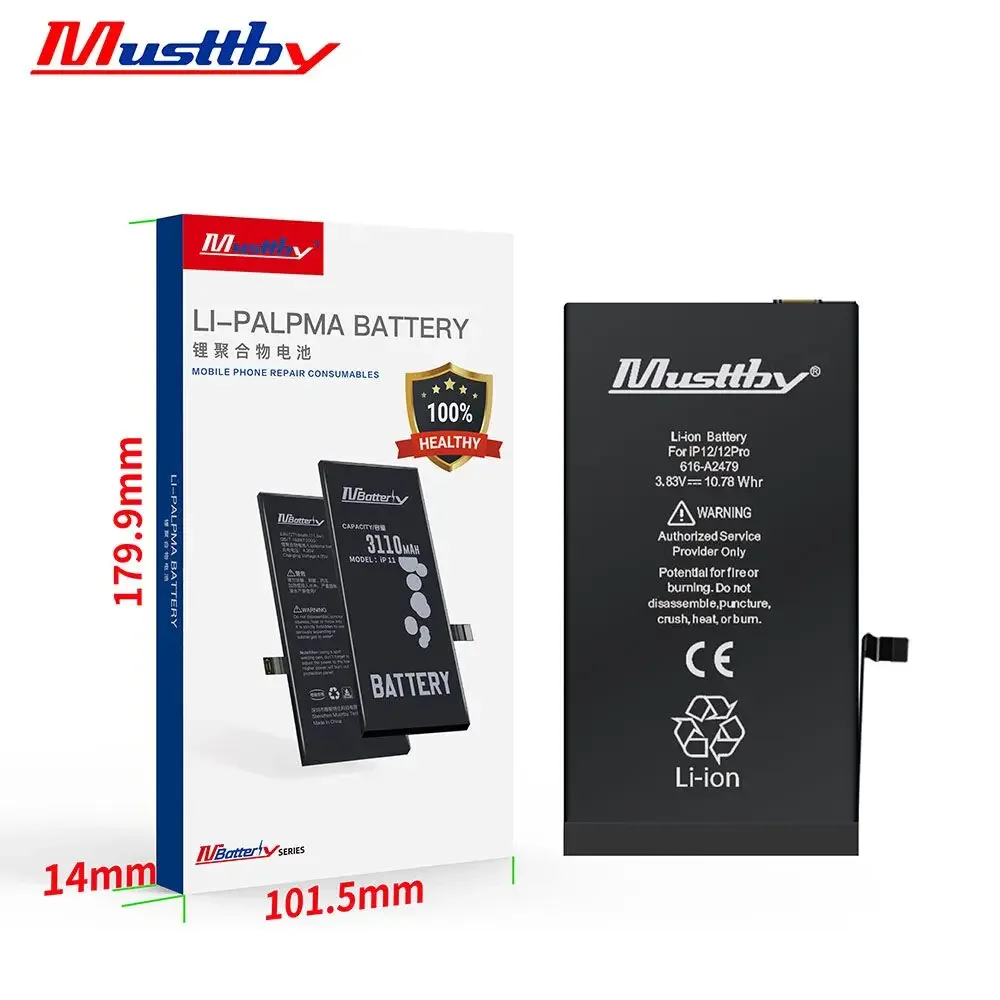 2pcs 100% Capacity No BMS Soldering Battery For iPhone 11 12 13 14 Pro Max Phone Batteria No Need Programmer Non Pop-up Warning