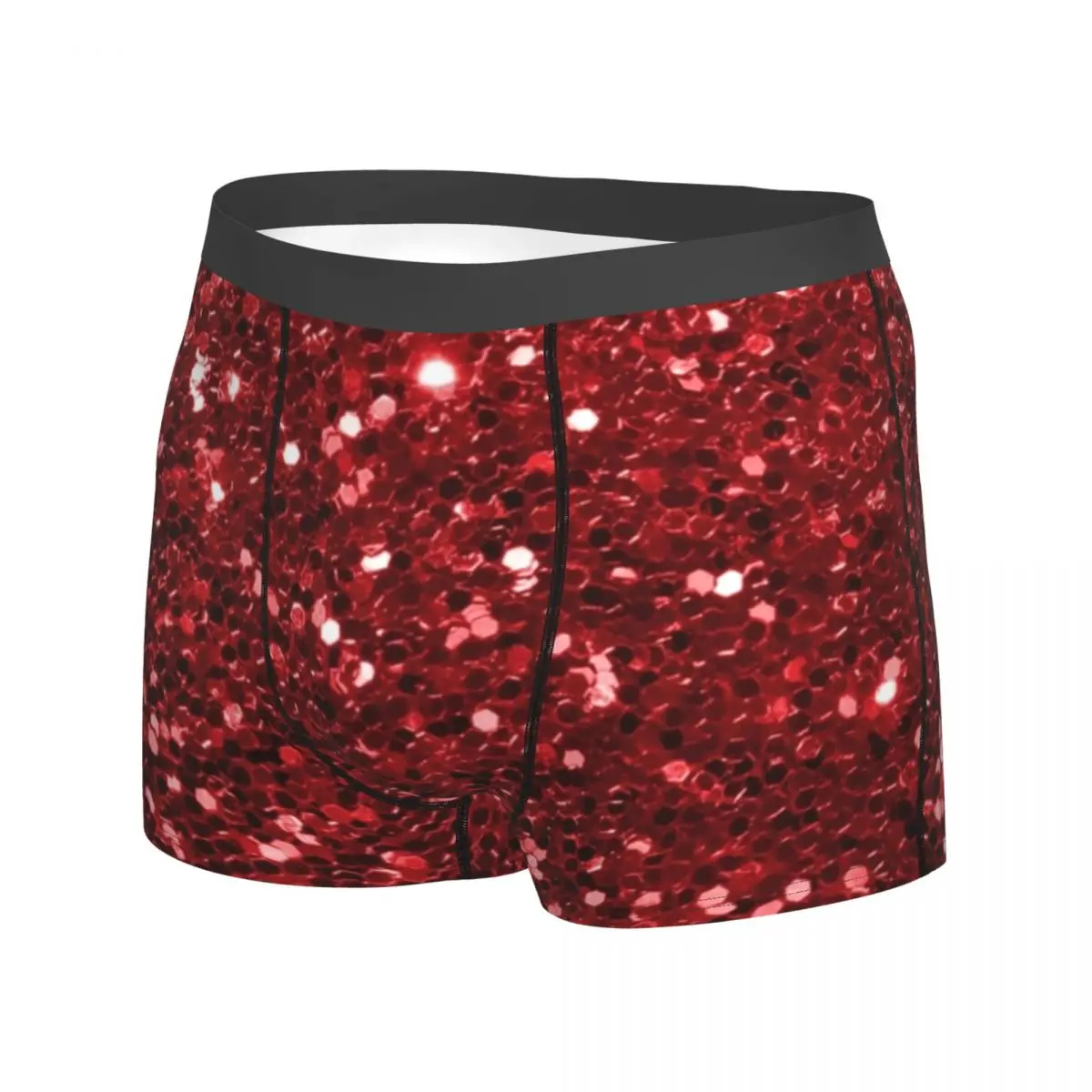 Red Sequins Underwear Sparkly Bling Print Man Shorts Briefs Stretch Boxershorts Hot Printed Large Size Panties