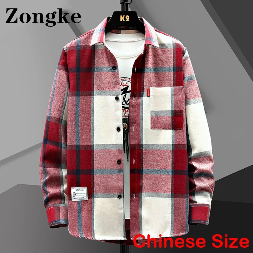 Plaid Shirts For Men Fashion Clothing Chinese Size M-3XL Mens Shirts Clothes Harajuku Vintage 2024 Spring New Arrivals