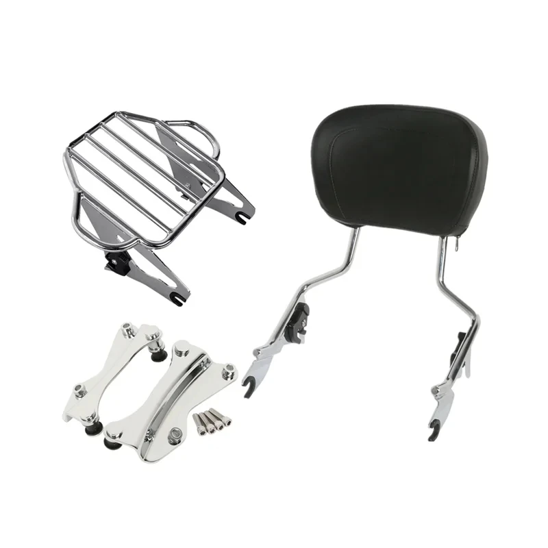 Motorcycle Sissy Bar Backrest Luggage Rack Docking Kit For Harley Touring Road King Street Glide FLHX 2014-2024