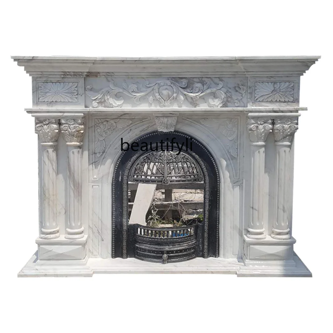 

Marble Fireplace European Style Villa Stone TV Cabinet Curio Cabinet