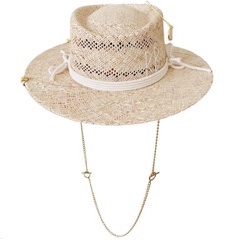 Haute couture SISAL material straw hat RAFFIA beach hat new style letter hat sun hat ladies punk hat sombrero para sol mujer