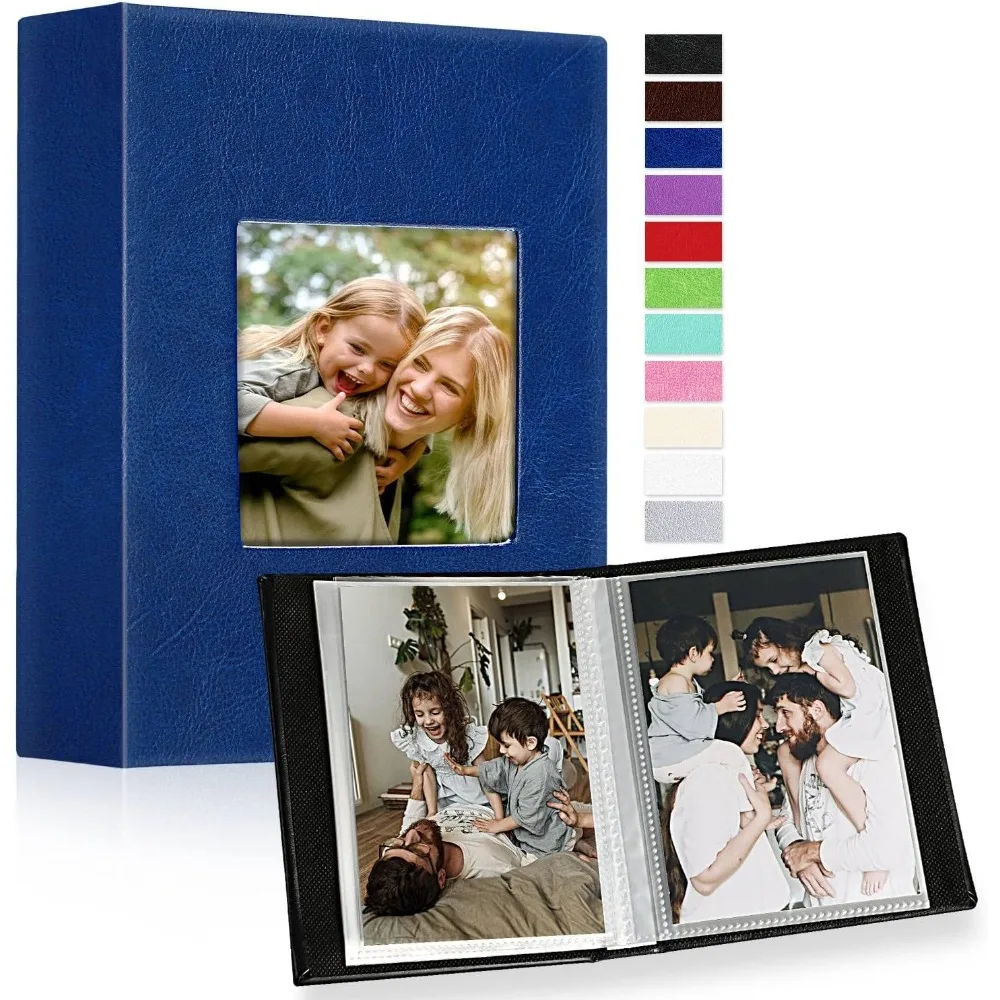 

Photo Album 4x6 50 Pockets 2 Packs, Small Mini Capacity Leather Photo Albums, Each Pack Holds 50 Top Loader Vertical Only