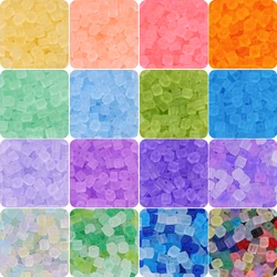 50pcs 5x5mm Square Shaped Frosted Glass Seed Beads To Make Bracelets Jewelry Making Color Crystal Beads Handmade Diy Accessories
