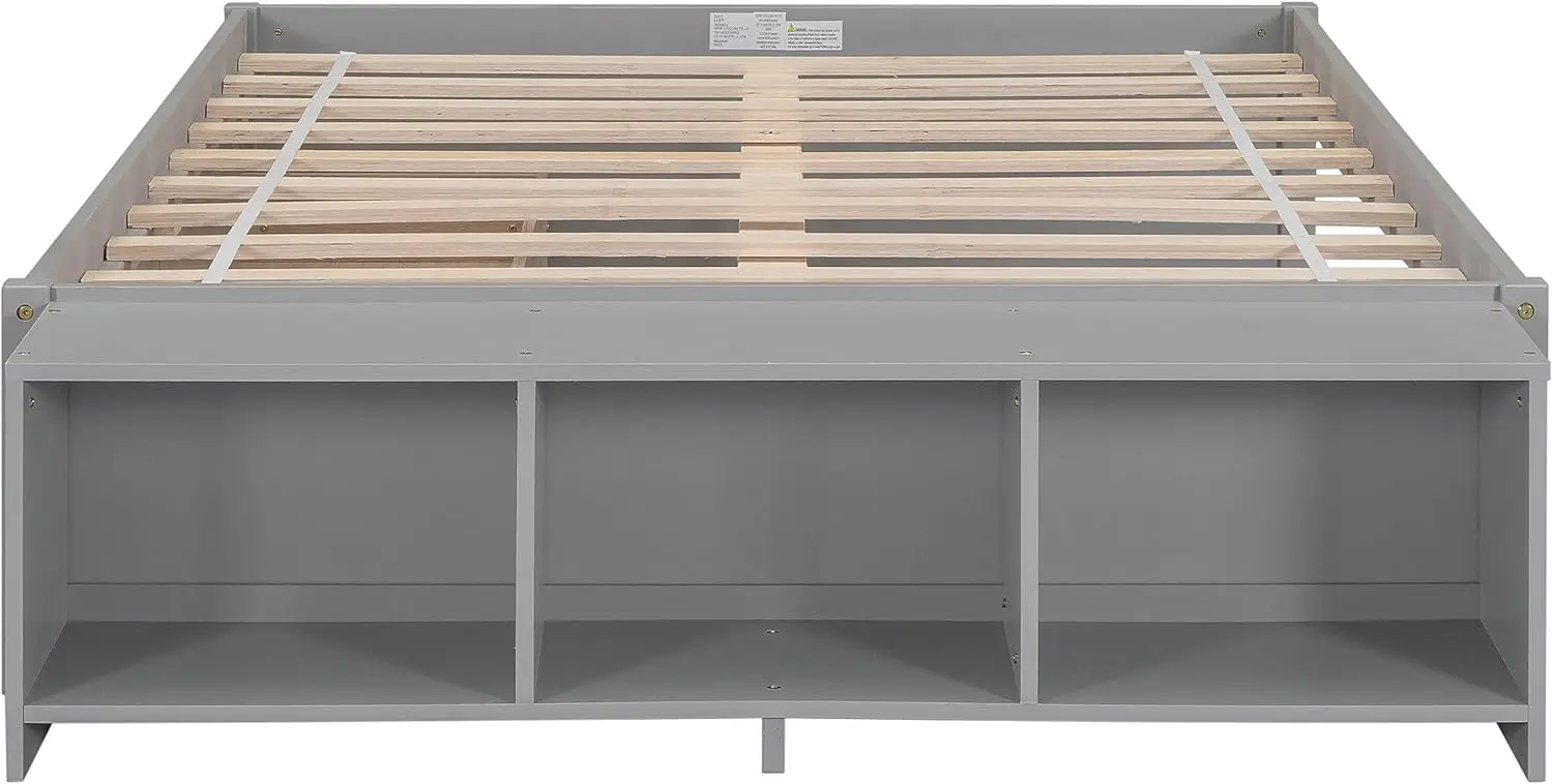 Size Bed Frame with 2 Storage Drawers,Full Kids Bed with Bed-end Storage Case,Solid Wood Full Bed Frame,Storage Platform Bed,No