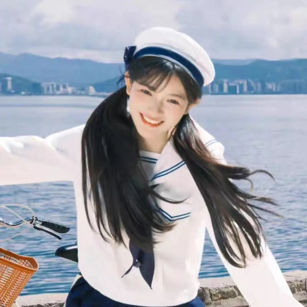 Vintage Sweet White Sailor Hat Korean Style Letter Embroidery JK Beret Cap Bowknot Uniform Cap Painter Hat Beach