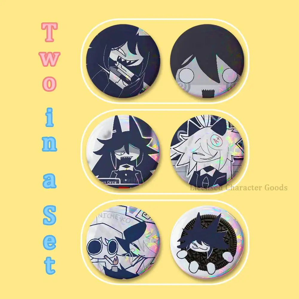 F-Fundamental P-Paper E-Education Printed Pins 2 piece set Couple Badges Decorations Souvenir Collectibles 25 32 44 58 75 mm