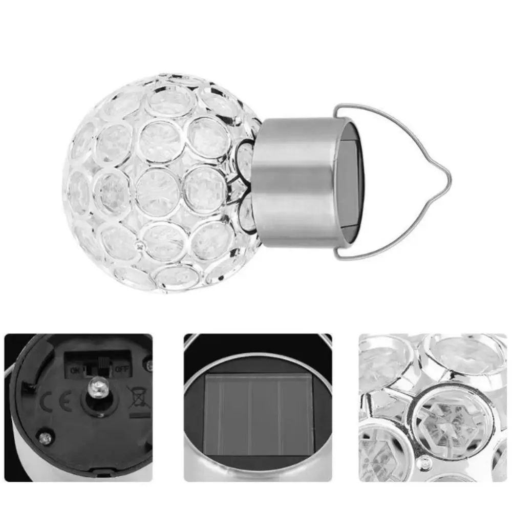 Camping Waterproof Solar Lights Round Ball Motion Sensor LED Lights Multicolor Crystal Ball Outdoor Lights Lawn Decoration