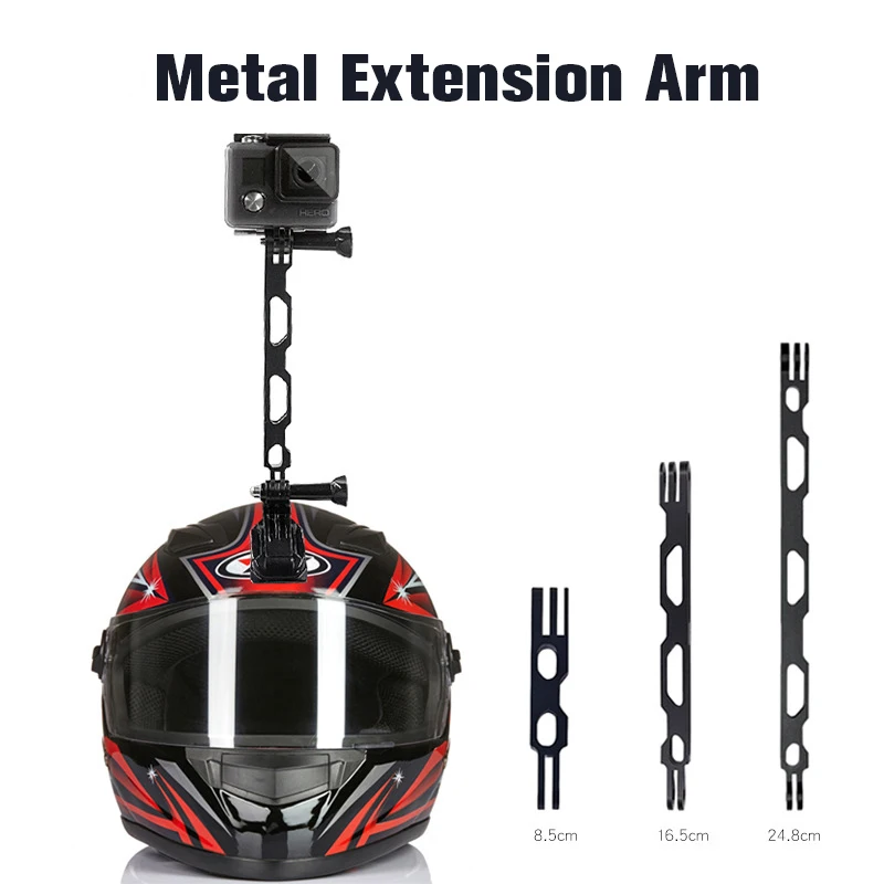 Aluminum Alloy Extension Arm Metal Pole Mount Helmet Stick for Gopro 10/9/MAX/8/7/6/5 Insta360 One R Insta 360 X/X2 Accessories