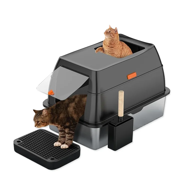 

Odor-Eliminating Cat Toilet Large Fully Enclosed 20L Litter Box Pet Anti-Splash Stainless Steel Cat Lavatory