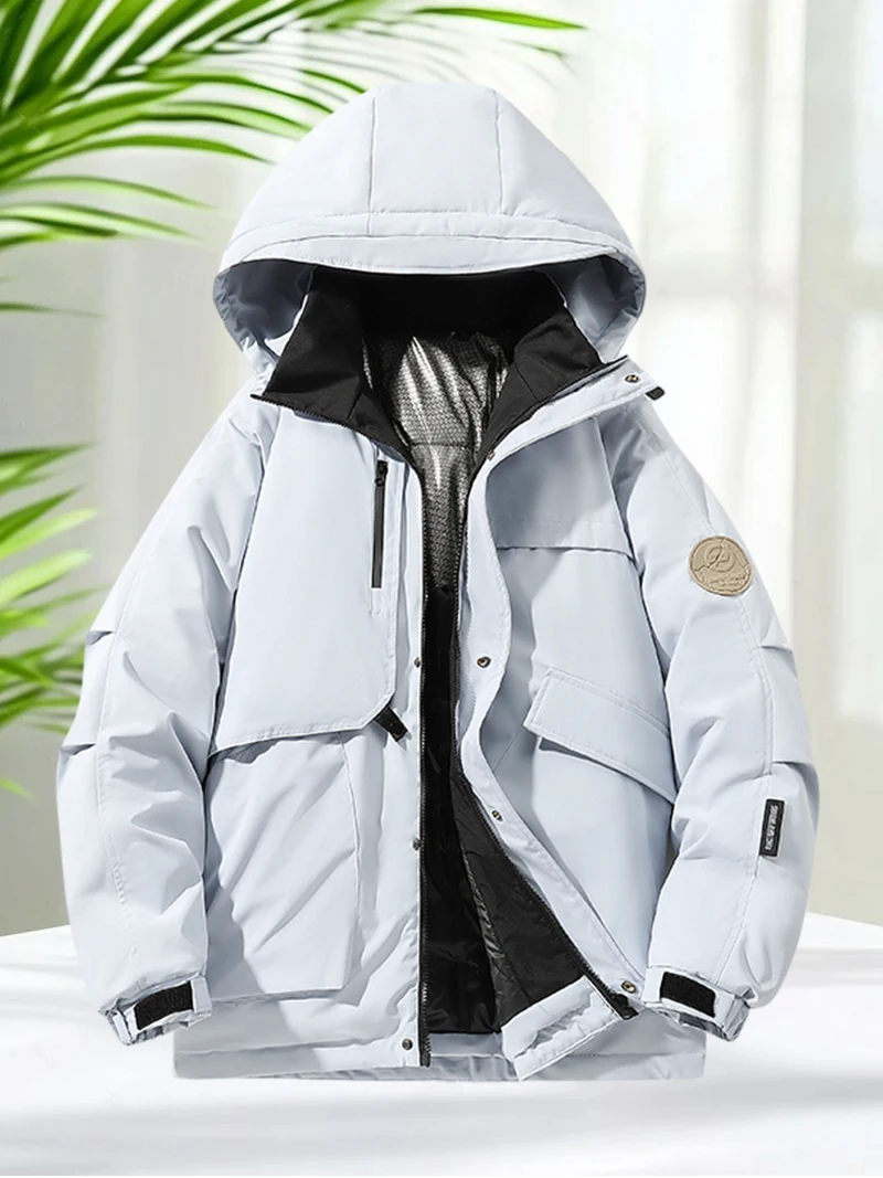 النساء والرجال الشتاء سترة منتفخة سترة مبطنة بالقطن رشاقته في الهواء الطلق معطف مقاوم للماء مقنعين زمم مع جيوب متعددة #4