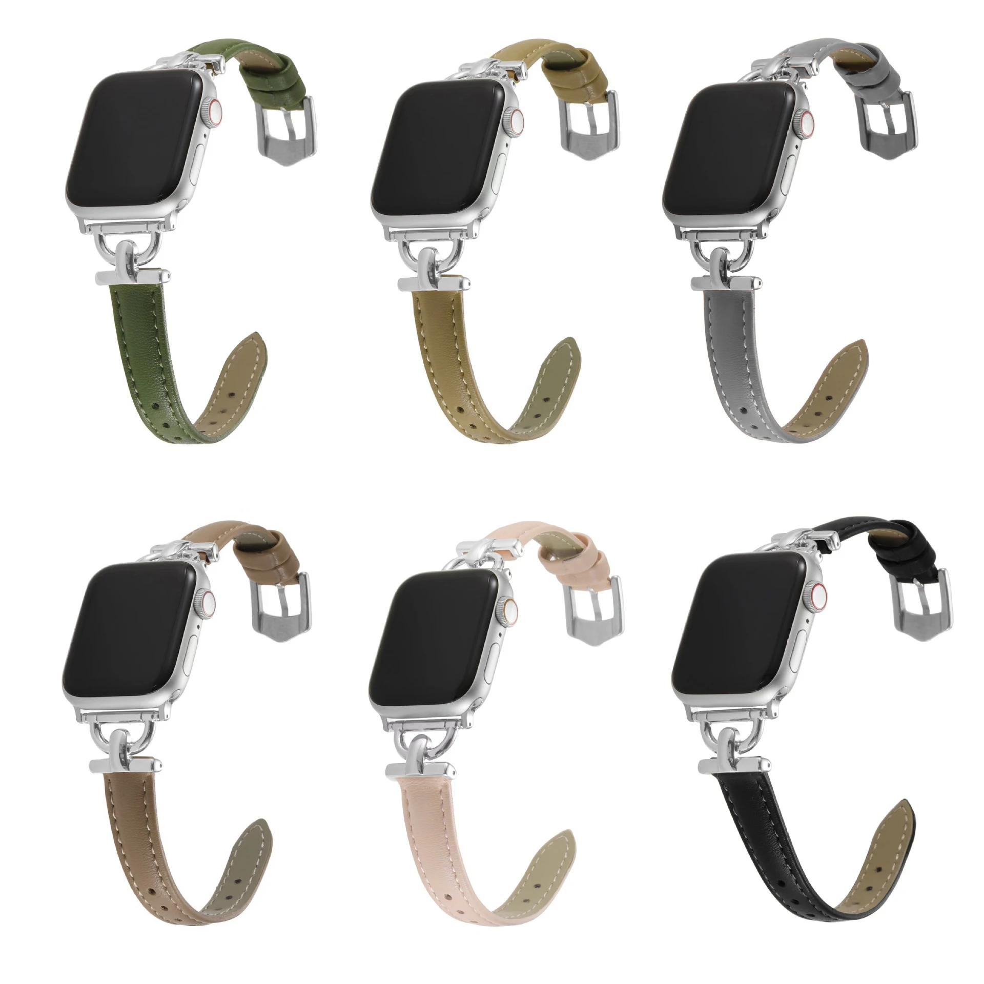 New Leather Strap for iwatch series 876 49mm 41mm 45mm SE 5 4 3 2 1 44mm Slim Strap for Apple Watch Band