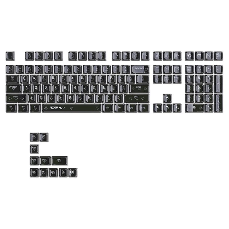 

F68B Backlit Gamings Keycaps 132Key Mechanical Keyboards Crystal Translucents Keyset Keyboards Keycaps