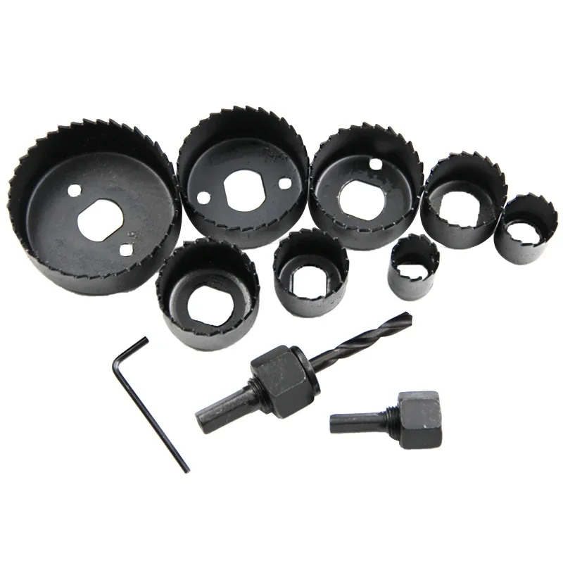 11Pcs Hole Saw Kit Durable Carbon Steel Metal Circle Power Drill Hole Cutter for Wood PVC and Plastic