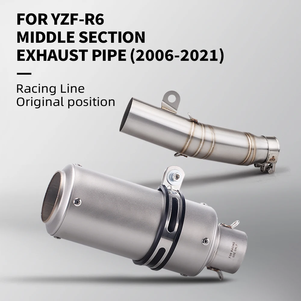 Motorcycle Exhaust Escape Moto System Modify Middle Link Pipe Connect 60mm Muffler Slip On For YZF R6 R 6 2006 - 2021