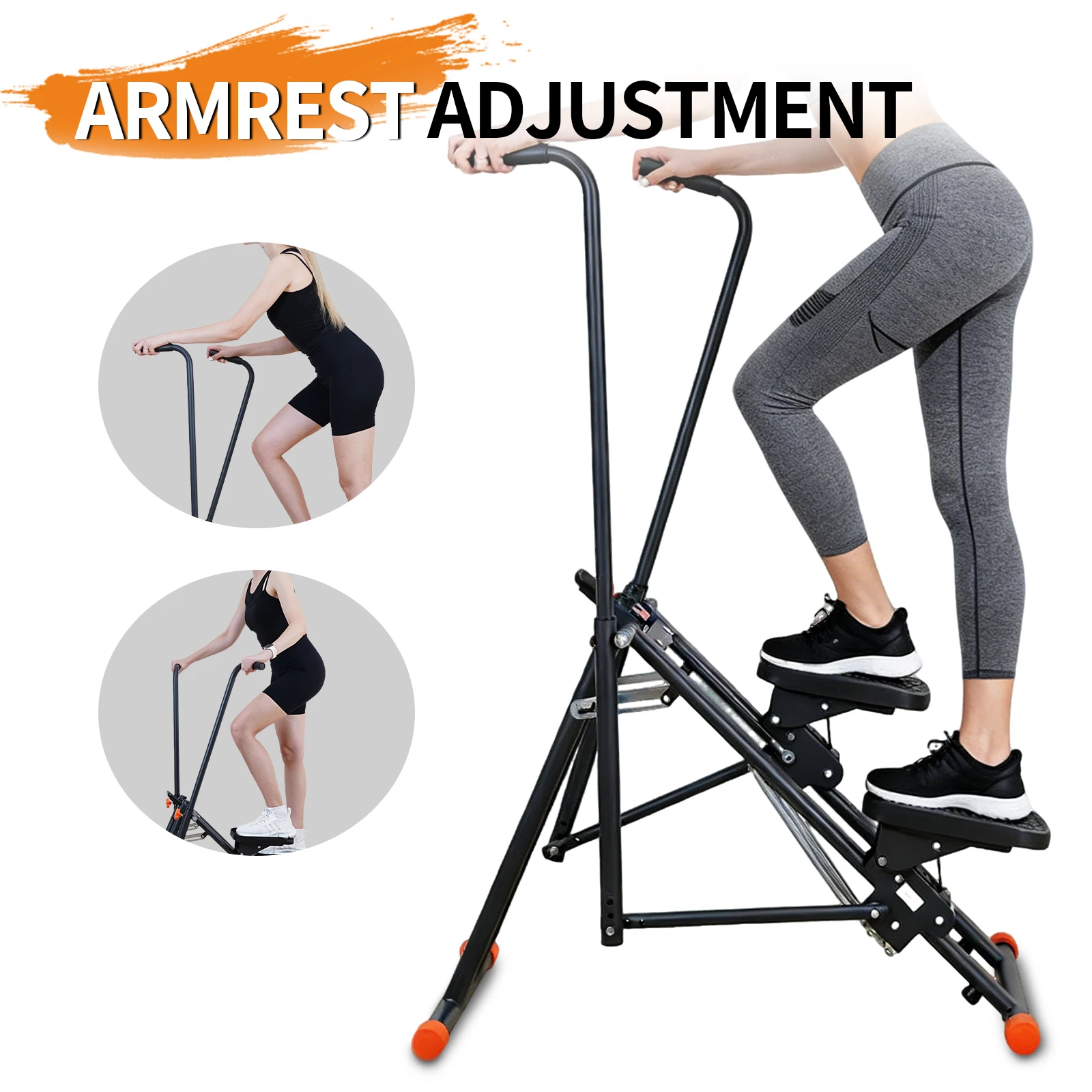 Foldable Metal Vertical Climber Stair Master Machine, Durable Home Gym Exercise Equipment with Timer & Phone Holder
