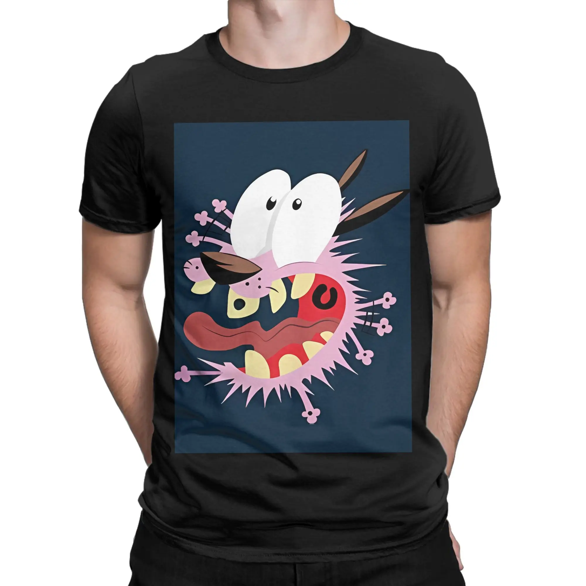 cCourage The Cowardly Dog poster Funny 100% Cotton T-Shirt cCourage the Cowardly Dog Tops Tees For Men